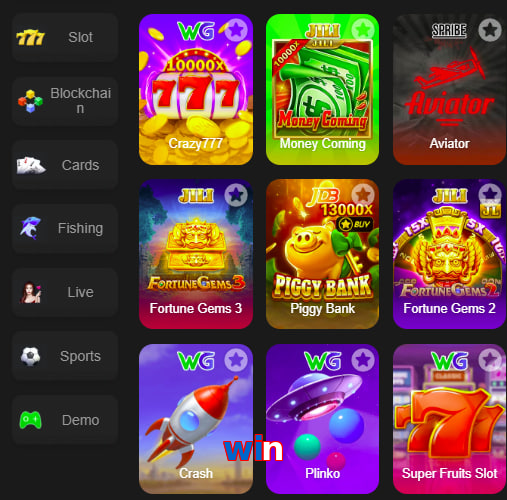 Main screen of Win game page for PK players